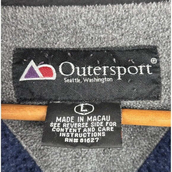 Outersport Fleece Jacket Coat Men’s Large Navy Blue Full Zip Nice - Picture 4 of 9